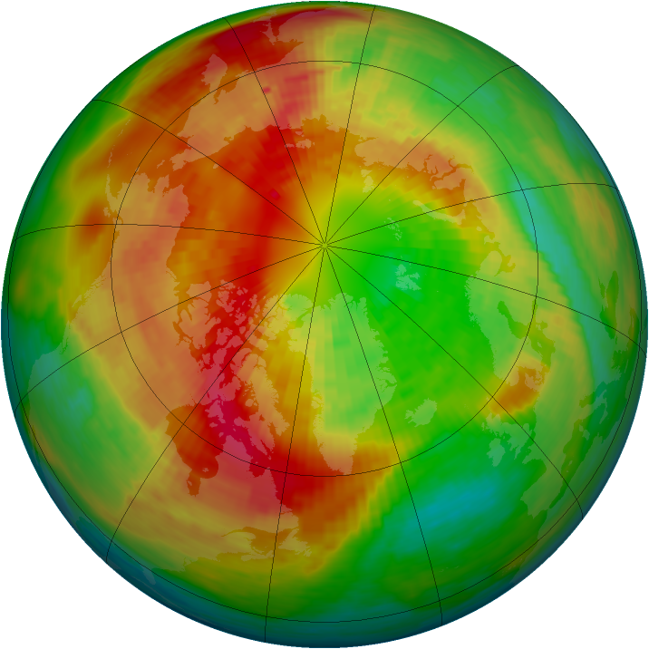 Arctic ozone map for 13 March 1994